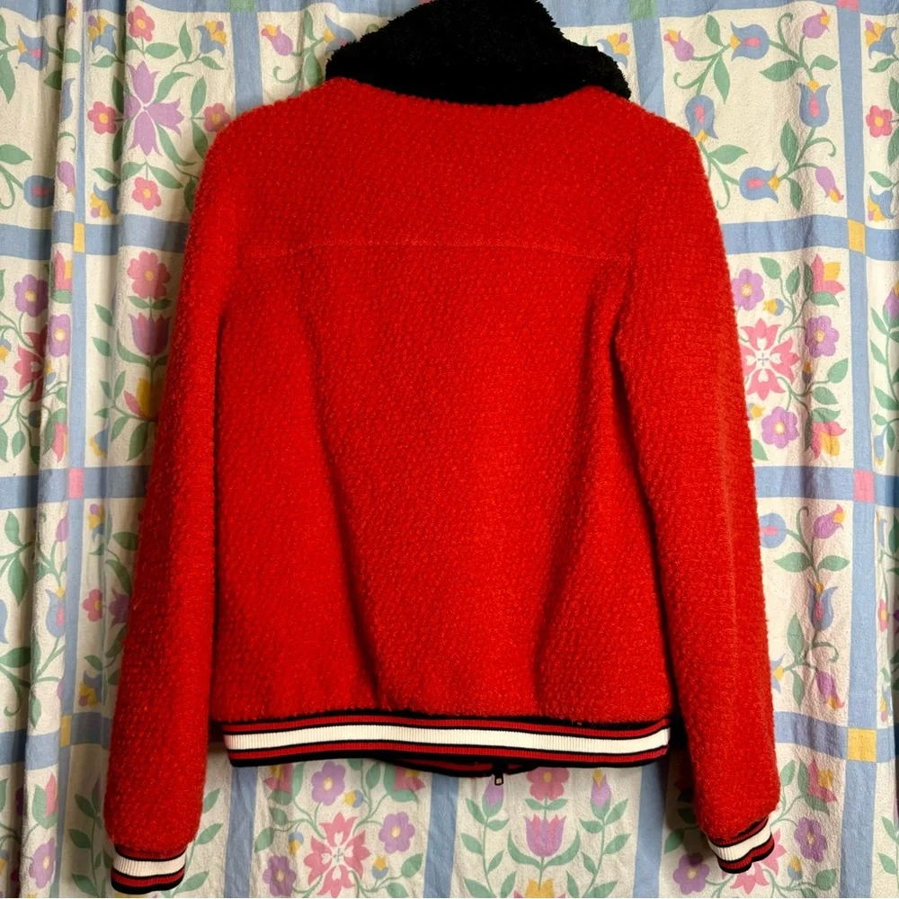 Azona A02 Red And Black “Curiosity Kills The Cat” Fuzzy Sherpa Collared Coat - Picture 2 of 9